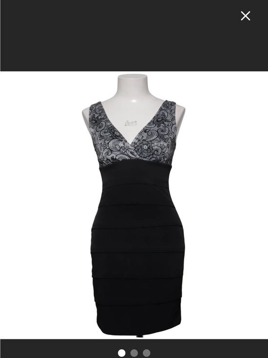 Sweet Storm Dresses & Skirts - Sweet Storm Black and Silver Patterned V-Neck Midi Dress